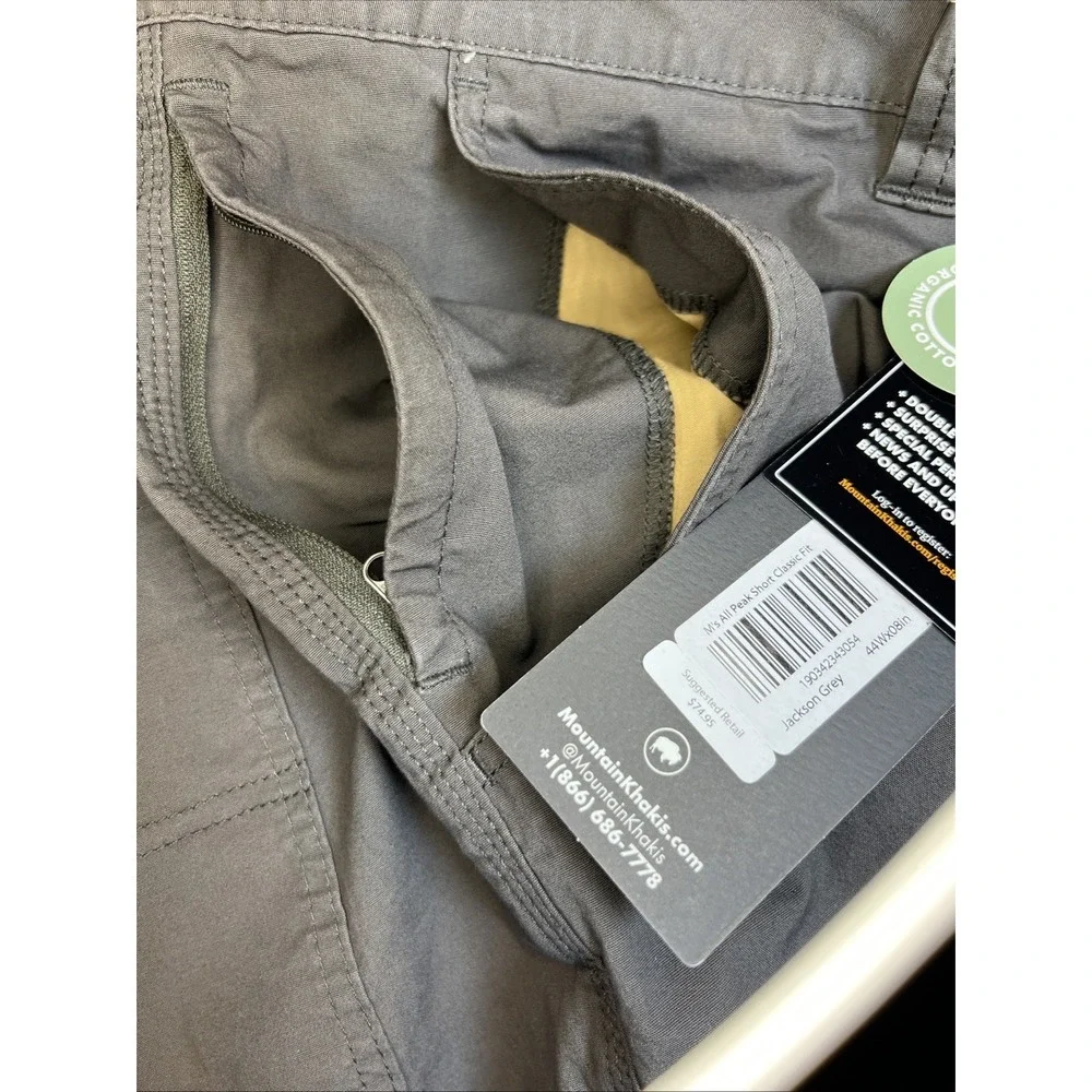 Mountain Khakis Men's All Peak Shorts‎ 44x8 Jackson Grey Classic Fit Cotton NWT